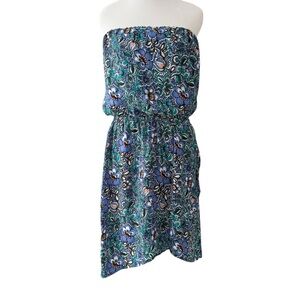 Express Blue Floral Strapless Sundress Casual Resort Wear Size Medium